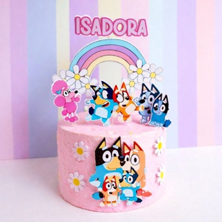 Topo de bolo bluey Personalizado com nome e idade Festa infantil em camada 2D em Oferta na Shopee