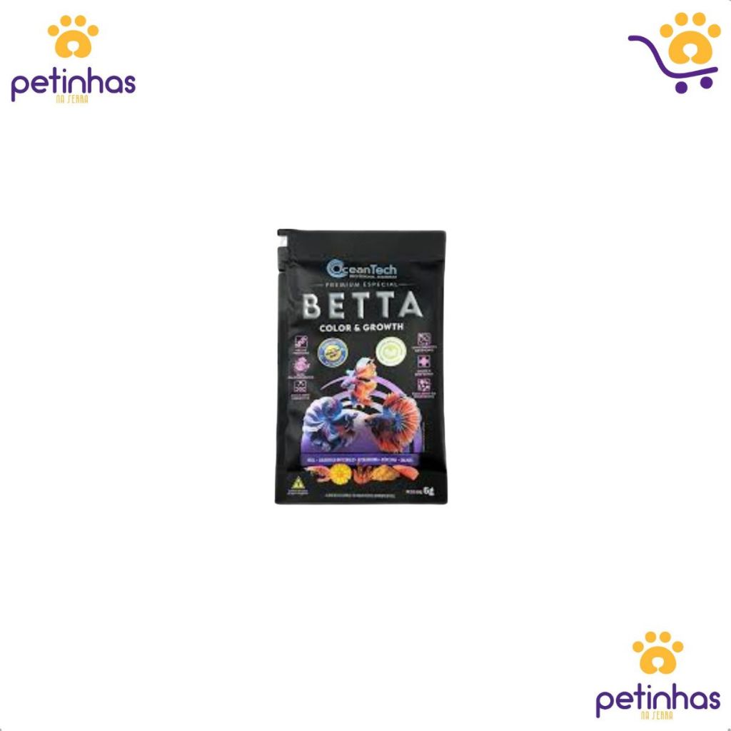 Ração OceanTech Betta Color & Growth 6g Micro Pellets Para Betta Realça Cores E Crescimento Alta Digestão