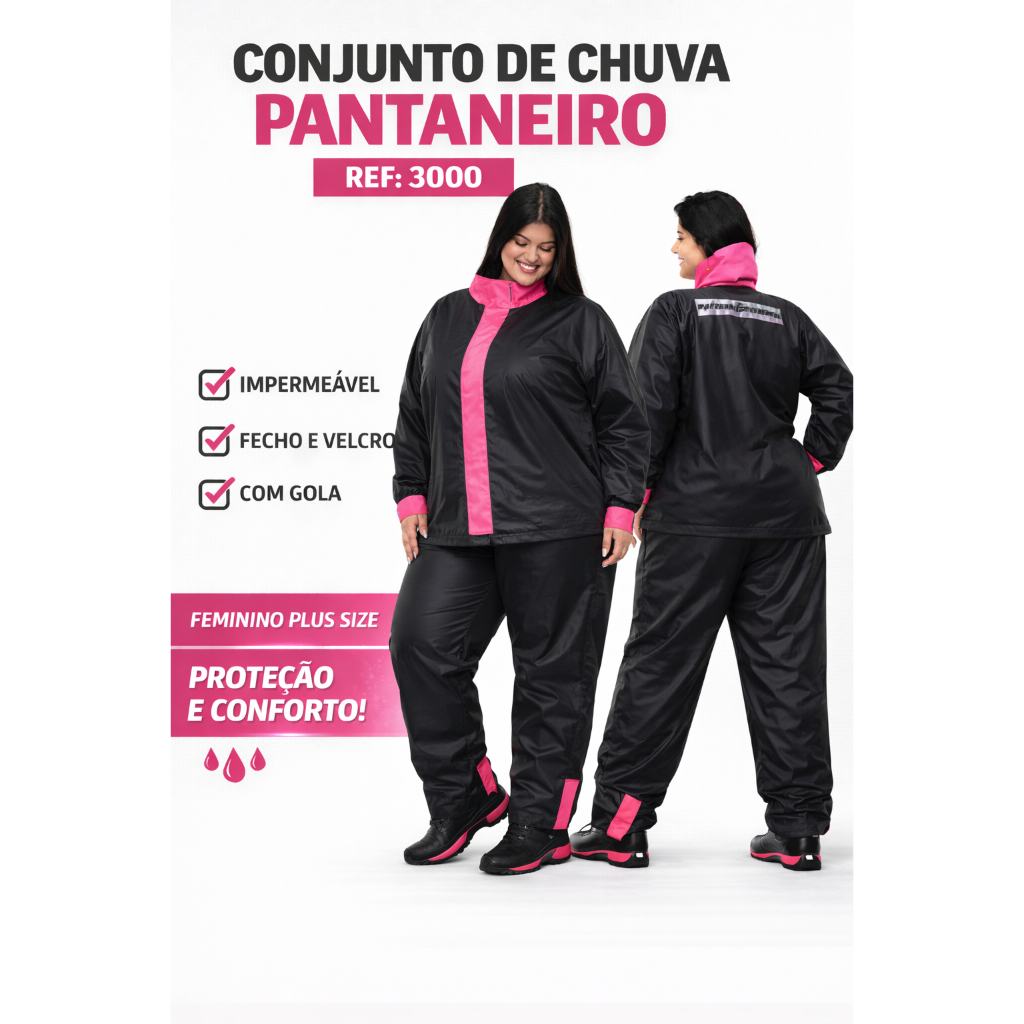 Capa De Chuva Plus Size Feminina Pvc Impermeável Pantaneiro