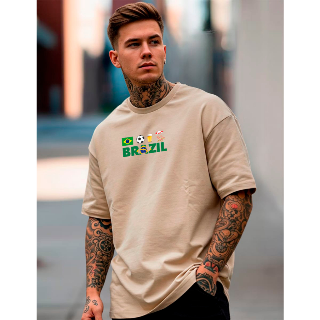 Camiseta Oversized Brasil Mundo O Pais do Futebol 003