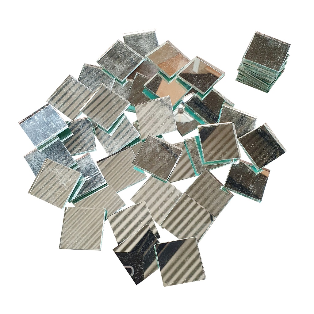 Kit 100 unidades pastilha espelho vidro cristal 3x3 artesanato decoração