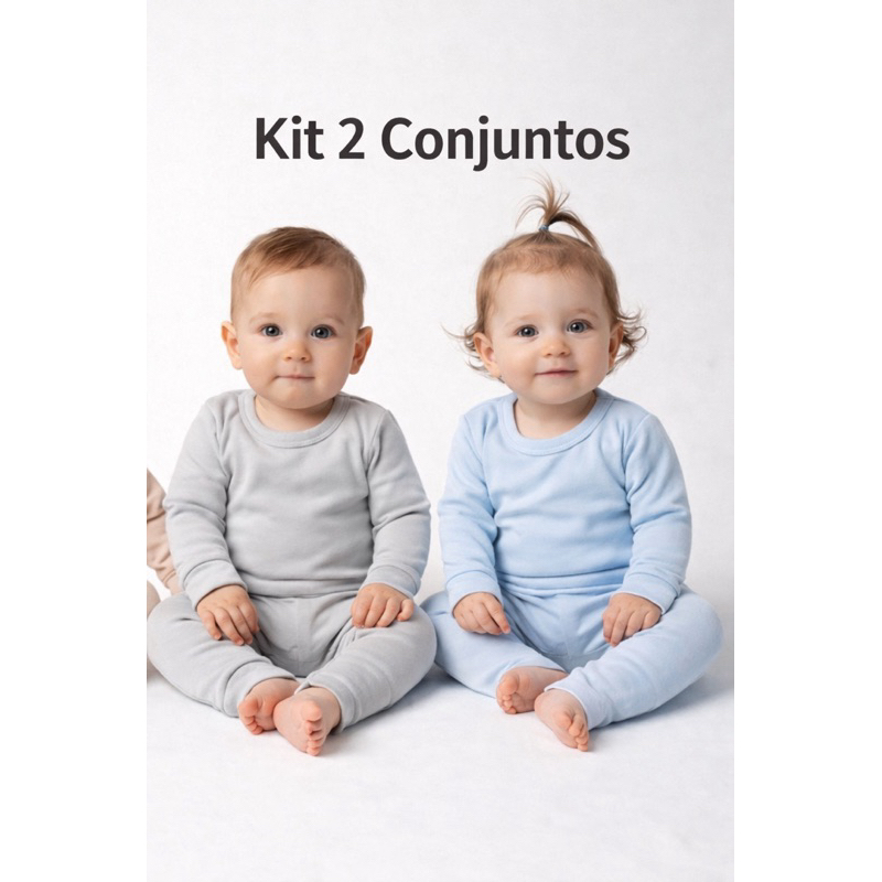 Kit 2 Conjuntos Térmicos Feminino Infantil Babe Segunda Pele Blusa + Calça Inverno Confortável