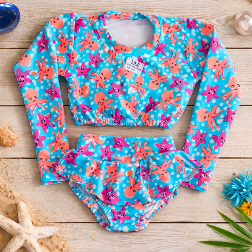 Biquini Infantil Conjunto Top Manga Longa e Calcinha Proteção UV  Suplex Premium Moda Praia