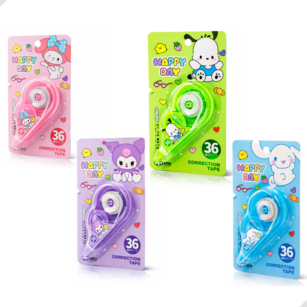 Kit Corretivo em Fita Turma da Hello Kitty 36 Metros Branquinho Sanrio 3 ou 4 Unidades Escolar em Oferta na Shopee