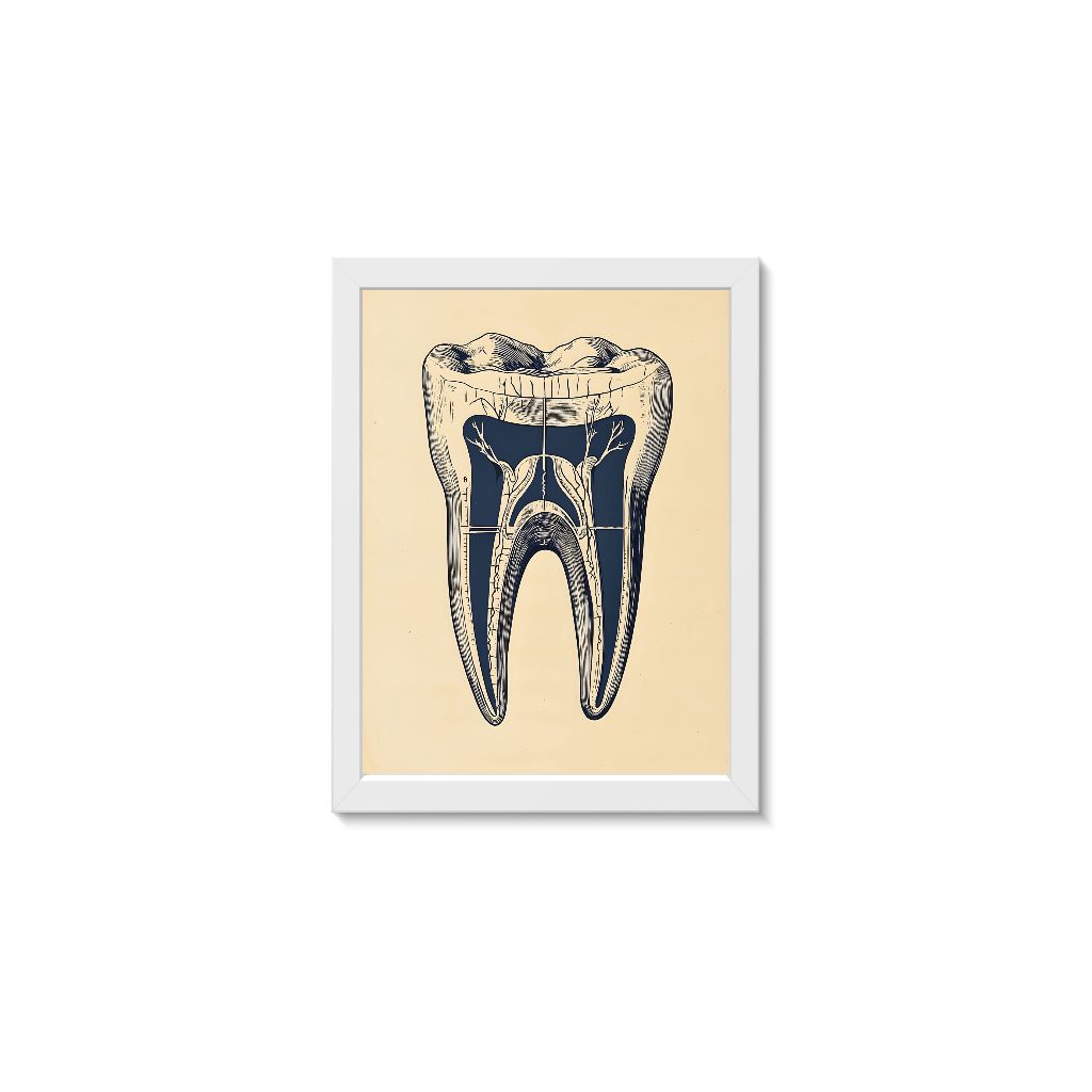 Quadro Decorativo Dente Decoração Consultório Odontologico Moldura 20x30cm Madeira