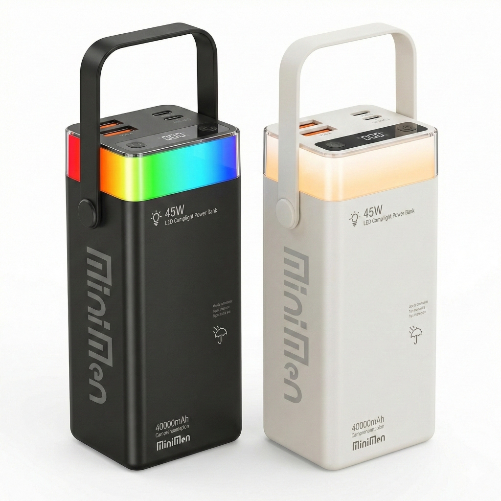 Powerbank 40000mAh 45W PD Carregamento Rápido com Lanterna LED Bateria Externa Potente para Celular