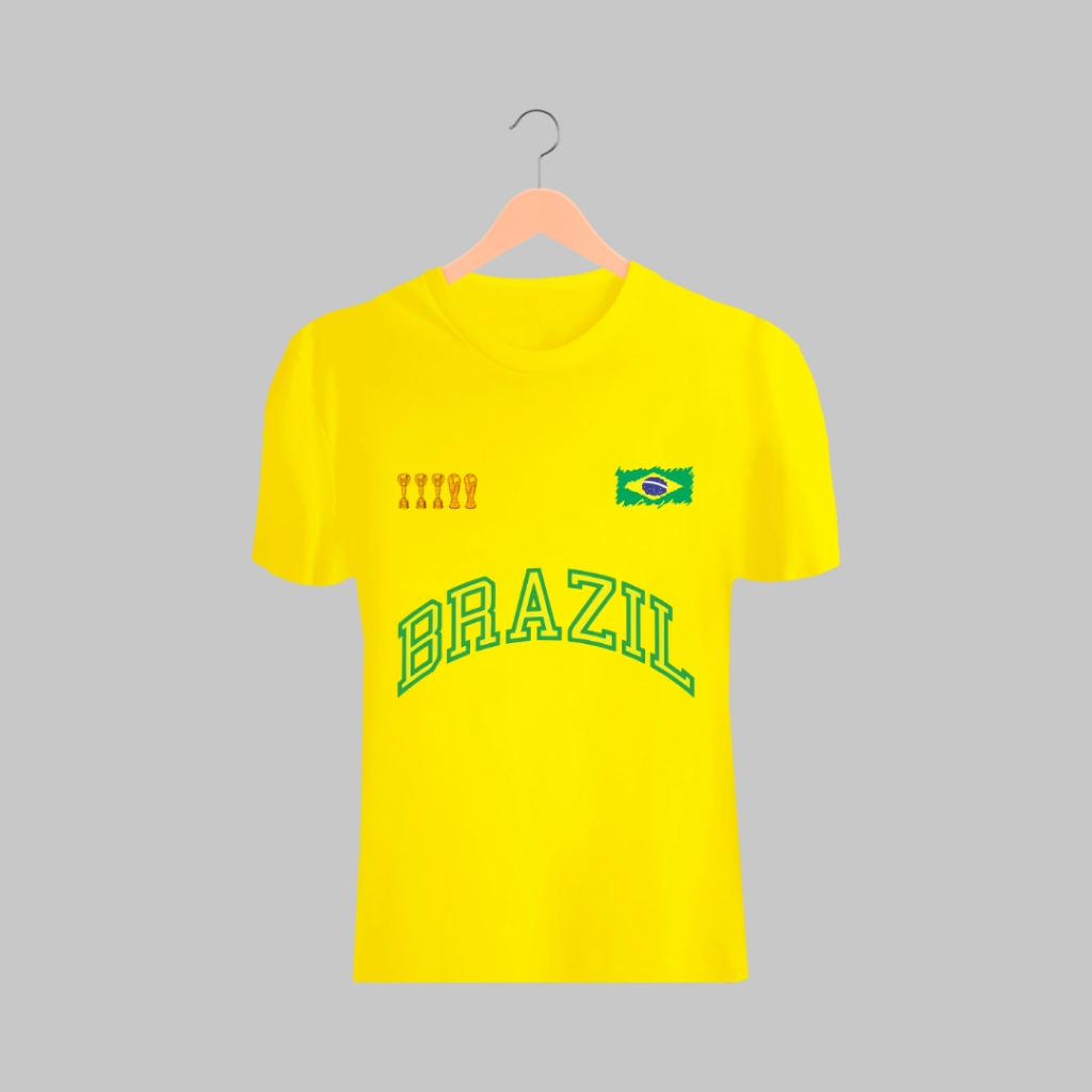 camiseta amarela tema brasil copa do mundo 2026 camisa rio de janeiro pais do futebol