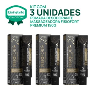 03 UN POMADA FISIOFORT PREMIUM 150g massageadora desodorante Bio instinto dores muscularestreino em Oferta na Shopee