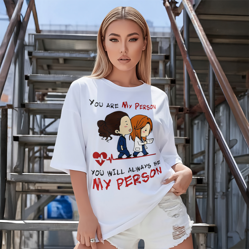 Camiseta GRAYS ANATOMY YOU ARE MY PERSON WILL ALWAYS gola redonda malha 100% algodão rnt