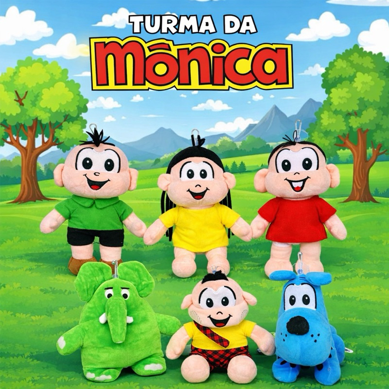 Pelúcias Turma da Mônica 25Cm Mônica Cebolinha Magali Cascão Jotalhão E Bidu Criança Presente Todas As Idades