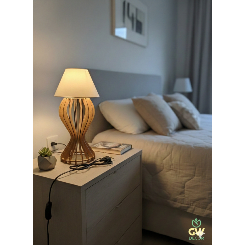 Iluminaria De Cabeceira De Cama Abajur De Madeira Moderno Para Quarto Sala Escritório