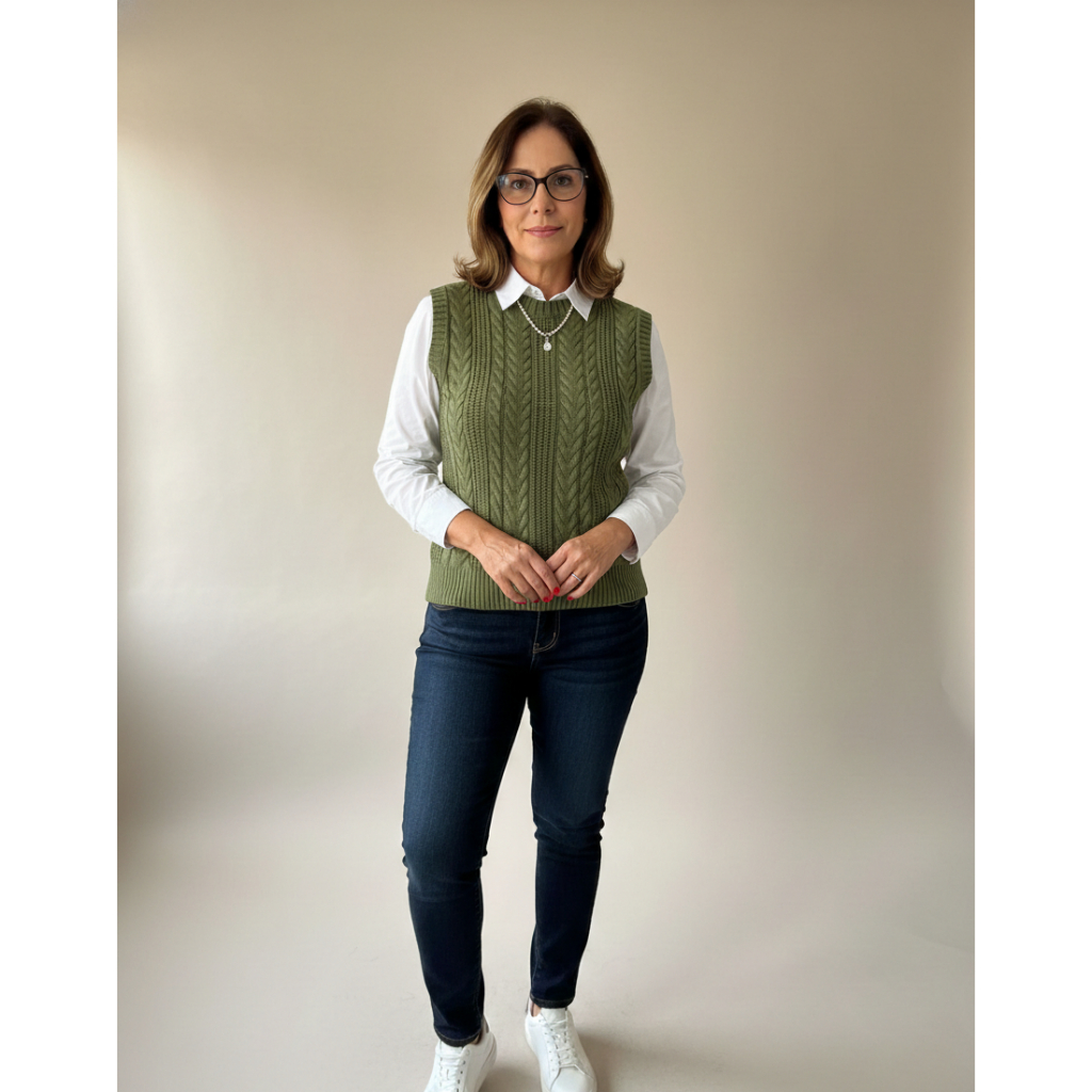 Colete Sueter Feminino Tricot Trança Gola Redonda Lançamento Outono/Inverno em Oferta na Shopee