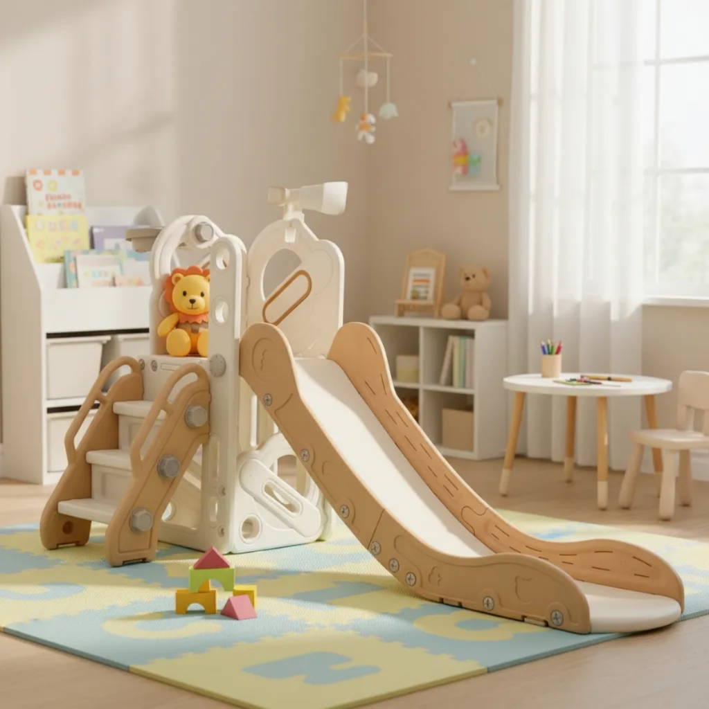 Playground Infantil 4x1 Multifuncional Escorregador Parque Cor Bege