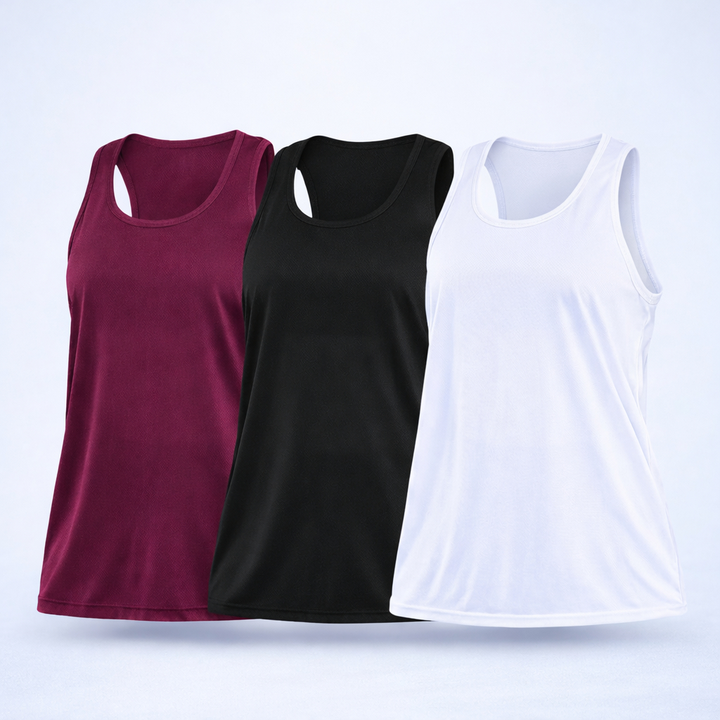 Kit Regata Camisa Feminina Camiseta Academia Caminhada Branca Preta