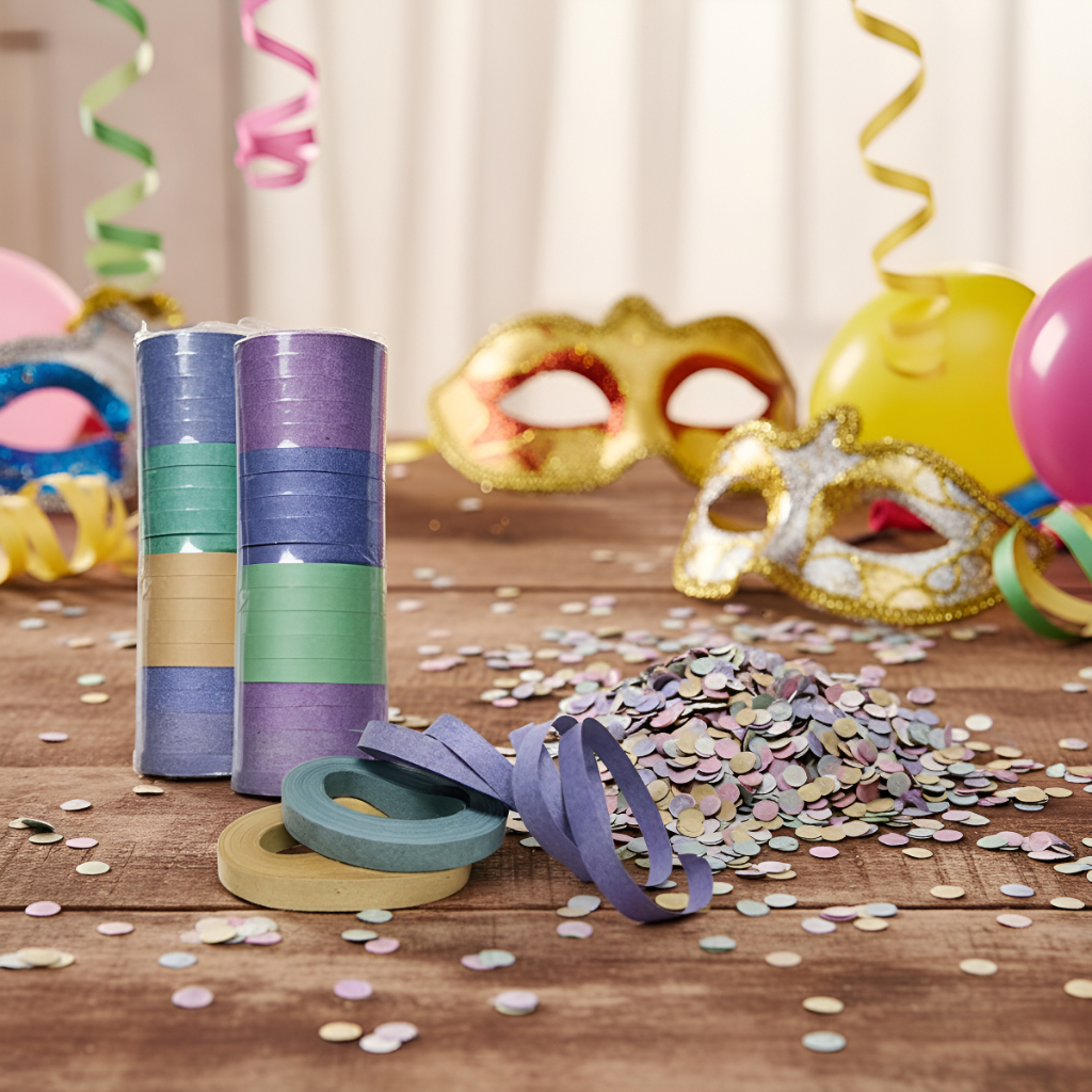 Kit Confetes Coloridos 120g + 20 Serpentinas Carnaval Festa Folia