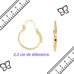 Brinco argola banhado a ouro 18k com aplicaçao de rhodium 520003 Rommanel Original