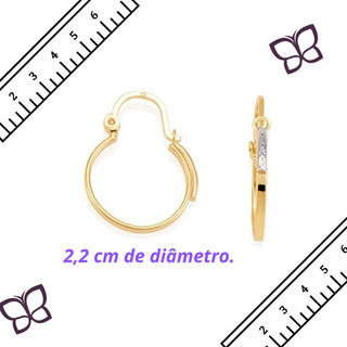Brinco argola banhado a ouro 18k com aplicaçao de rhodium 520003 Rommanel Original