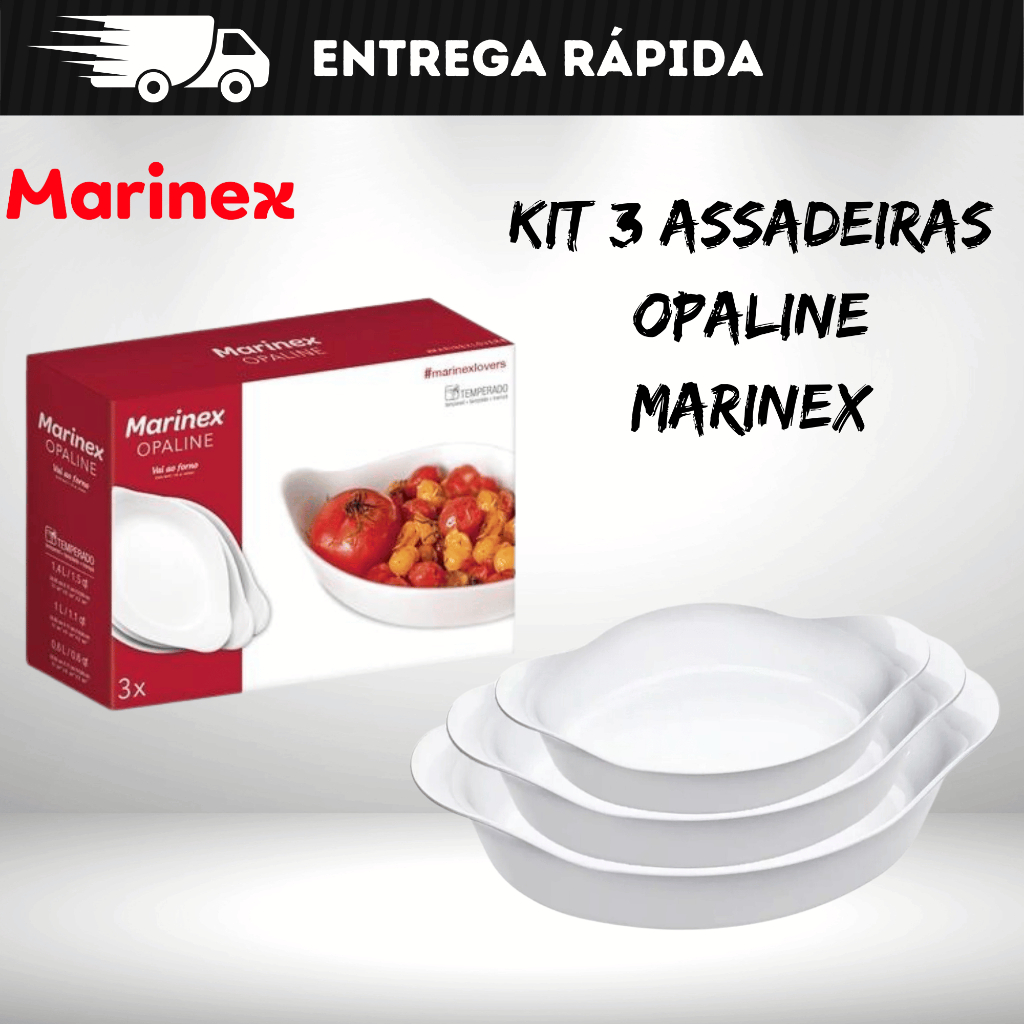 KIT 3 ASSADEIRAS OPALINE MARINEX - NADIR em Oferta na Shopee