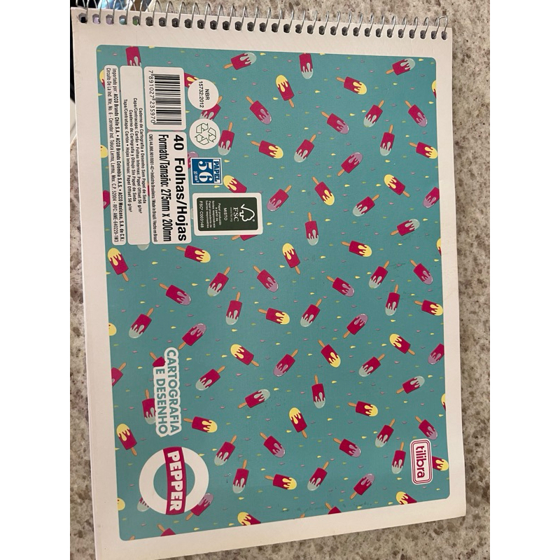 CADERNO DE DESENHO ESPIRAL 40 FOLHAS GRANDE