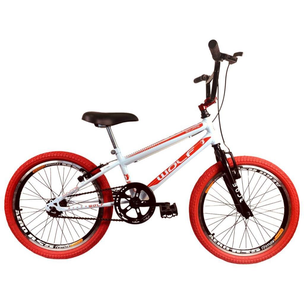 Bicicleta Infantil aro 20 Masculina BMX PNEU VERMELHO - Wolf Bikes