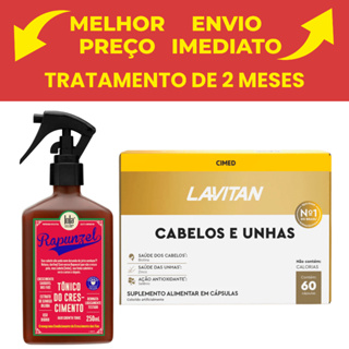 Kit Lavitan Cabelos e Unhas Com 60 caps e Tônico Rapunzel Lola Com 250ml em Oferta na Shopee