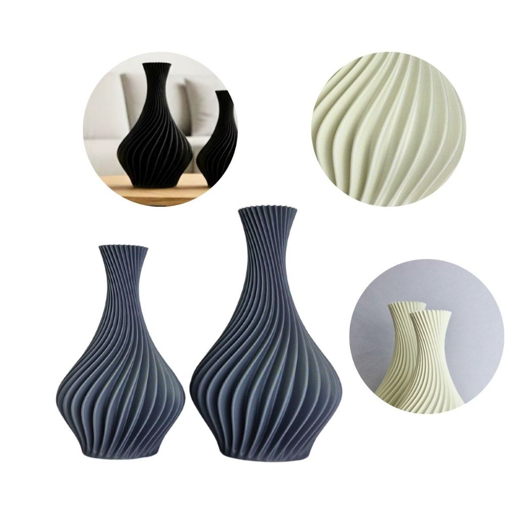 Kit 2 Vasos Decorativos em Espiral Impressão 3D