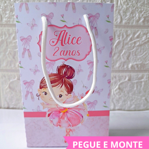 Sacolinha Personalizada  Pegue e Monte Bailarina  Sacola Surpresa Lembrancinha Festa Infantil