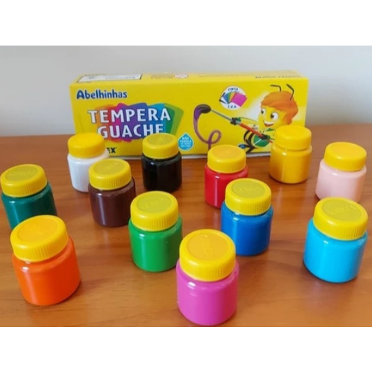 Tinta Tempera Guache com 12 Cores ACRILEX de 15ml cada