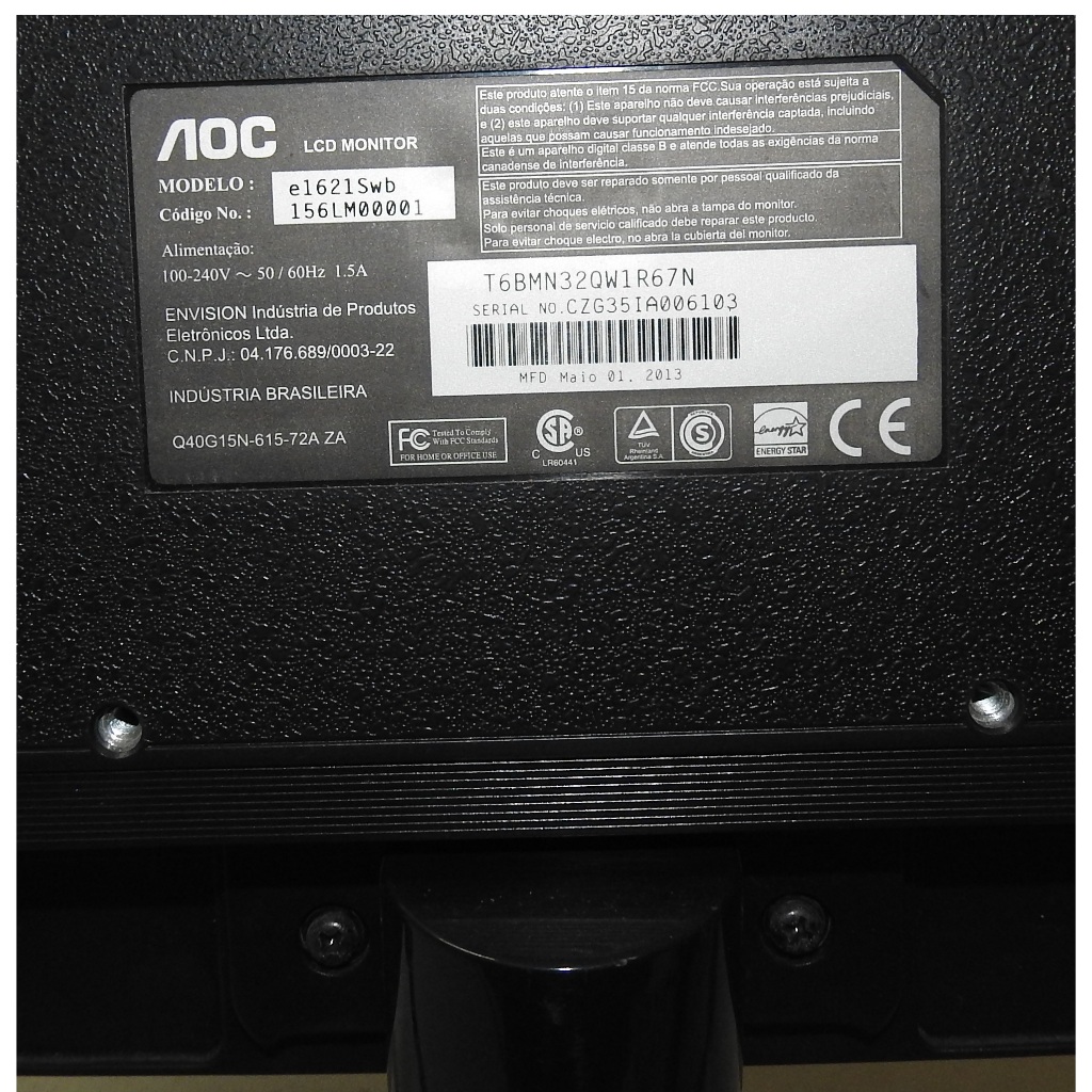 Placa Sinal Lógica para Monitor AOC e1621Swb