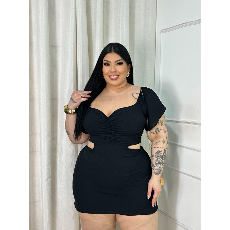 MACAQUINHO VESTIDO SHORT SAIA PLUS SIZE ELEGANTE