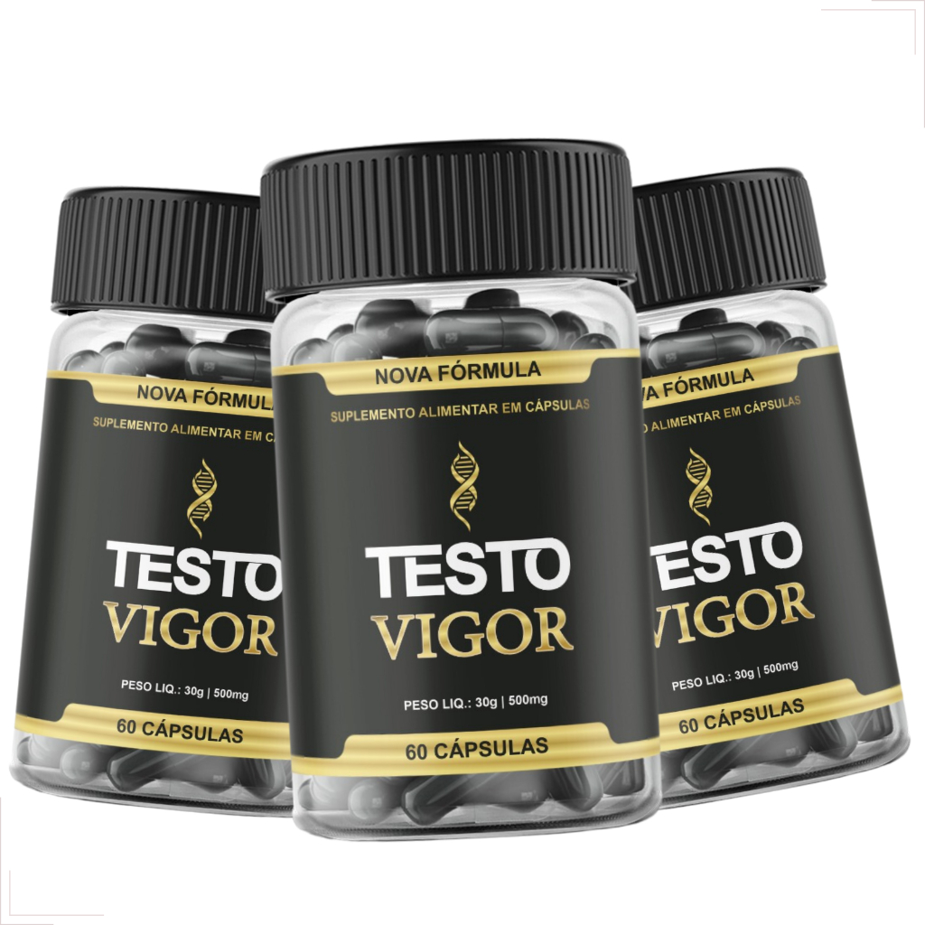 3x Testo Vigor Suplemento Masculino Energia Disposição Vitalidade com Vitaminas B6 B12 e Cafeína