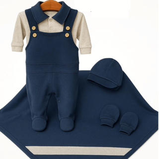 Jogo Saída de Maternidade 5 Peças Azul Marinho com Manta Masculina Infantil Boné Luva em Oferta na Shopee