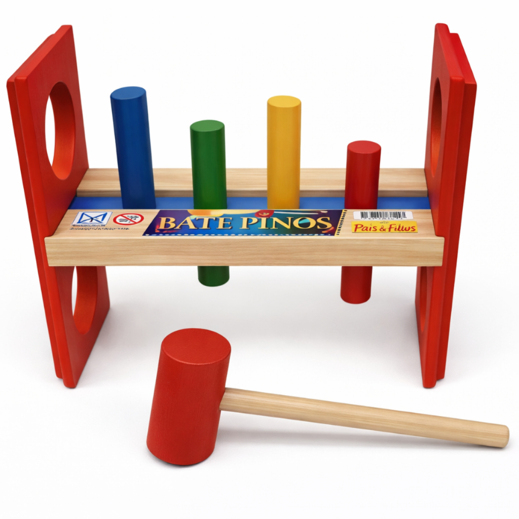 Jogo Bate Pinos Brinquedo Educativo Jott Play Grande Madeira Crianças Raciocínio Kids