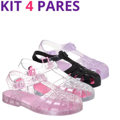 Kit 4 Pares Sandália Infantil Menina Confortável Promoção Sapatilha Promoção Camin