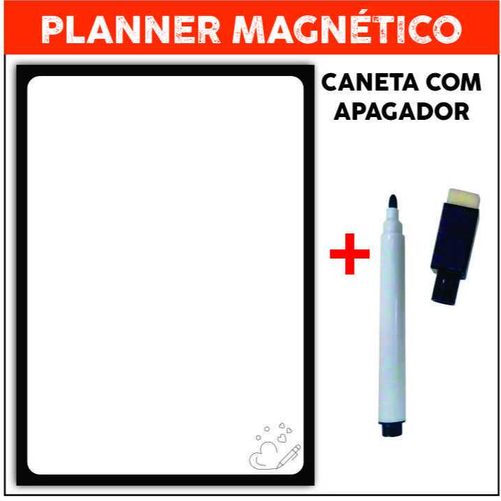 Imã de Geladeira Planner Semanal Magnético com Caneta Tam. 28x20cm