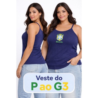 Regata Feminina Alcinha  Brasil Canelada Premium do Slim ao Plus Size em Oferta na Shopee