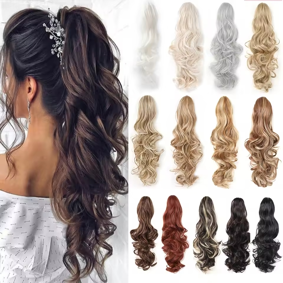 Cabelo Rabo de Cavalo Aplique Premium em Fibra Orgânica Bio Presilha Liso e Ondulado