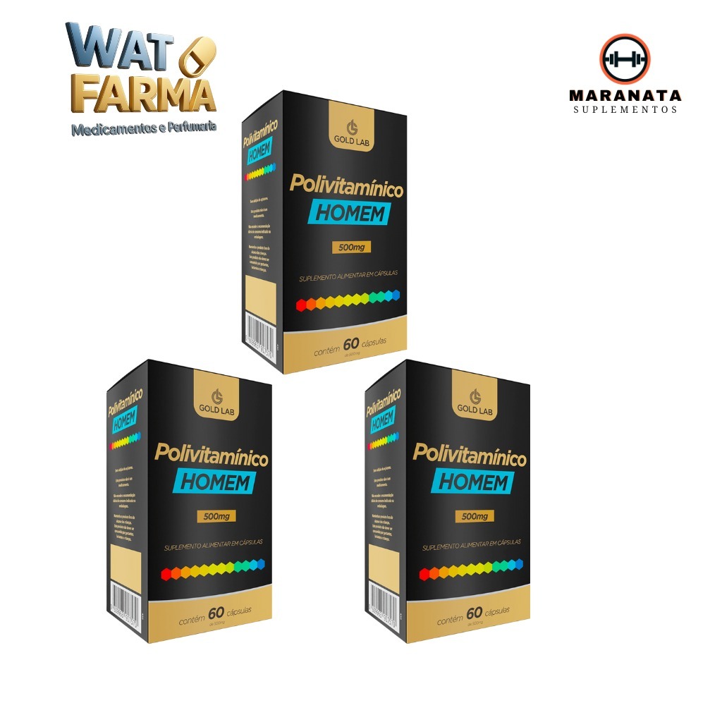 Kit 3 Polivitamínico Gold Lab Homem 60 cápsulas Gold Lab Premium