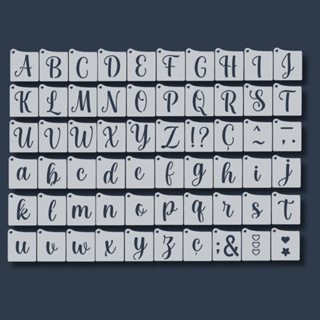 Kit 60 Stencil Molde Alfabeto Abecedário Letras Maiúsculas e Minúsculas para Pintura em Tecido, Mdf em Oferta na Shopee