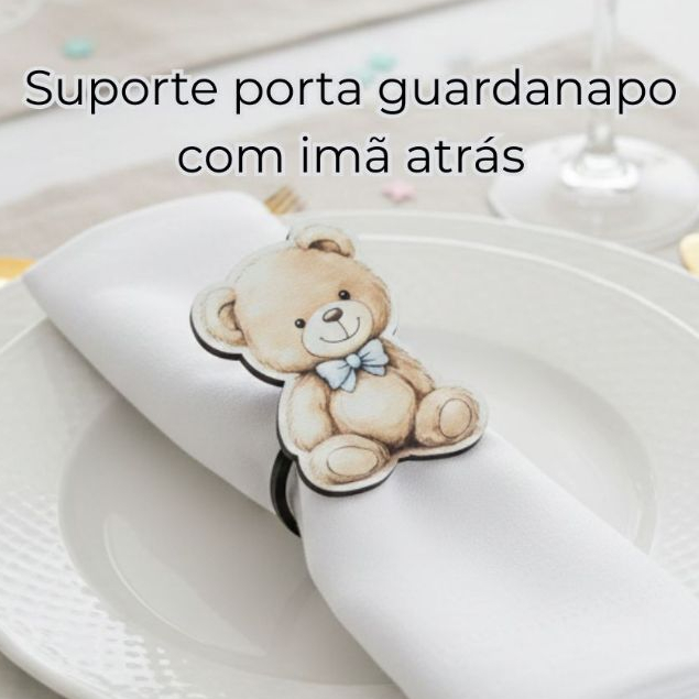 Porta Guardanapo Imã Para Chá revelação Chá De Bebê Decoração Lembrancinha Ursinho Mesa Posta Kit 10 a 40 Menino Menina