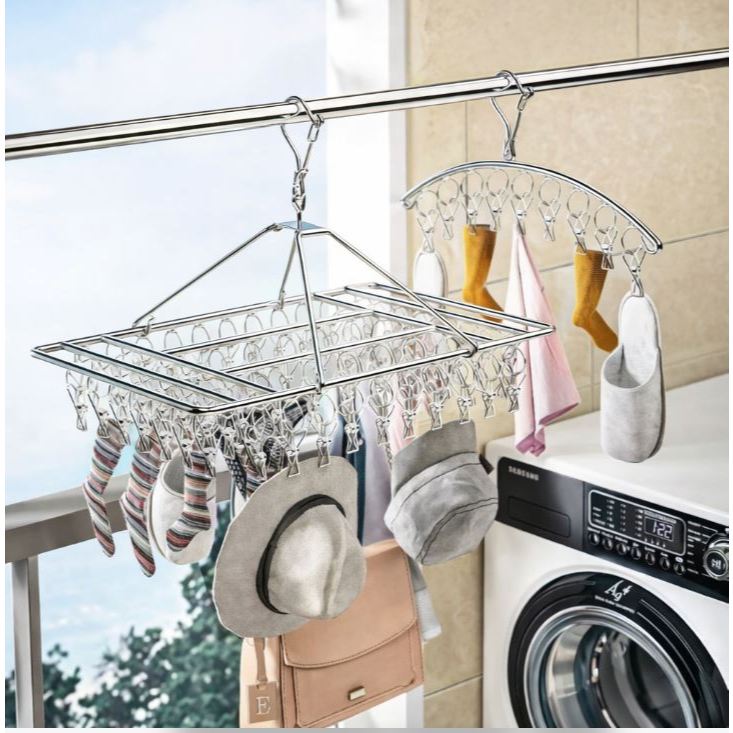 Varal de Inox para Roupas Íntimas com até 60 Prendedores – Reforçado para Meias, Calcinhas e Cuecas 20/30/40/50/60