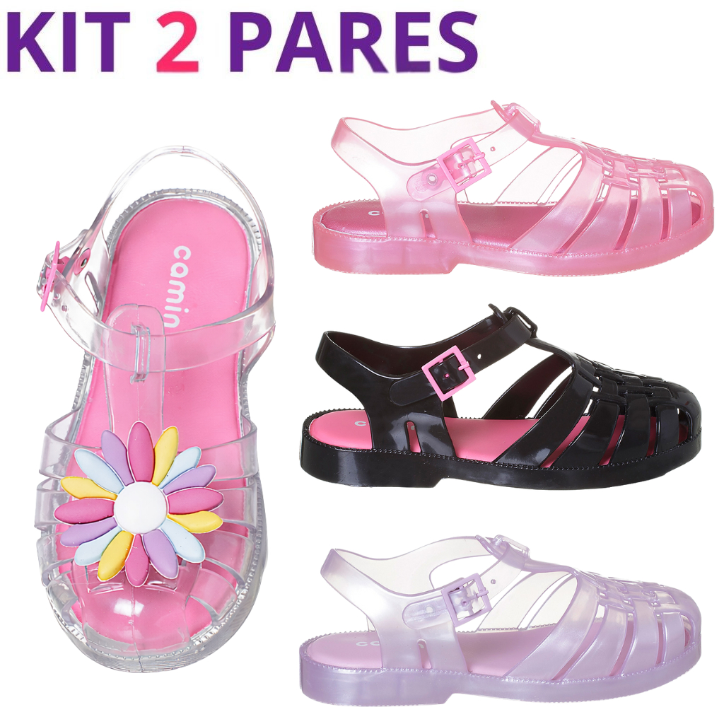 Kit 2 Pares Sandália Aranha Infantil Menina Confortável Criança Camin em Oferta na Shopee