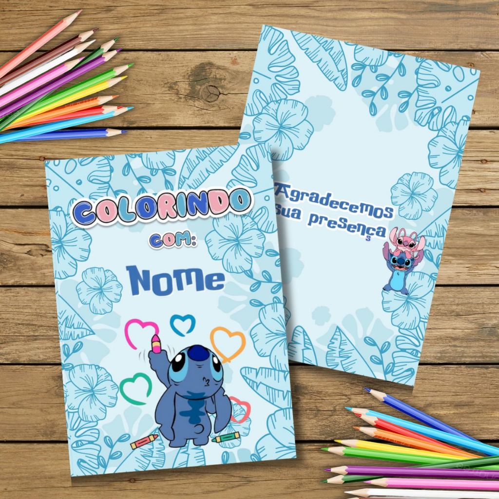 Lembrancinha Stitch Festa Infantil | Livrinho para Colorir Personalizado/festa infantil/aniversário