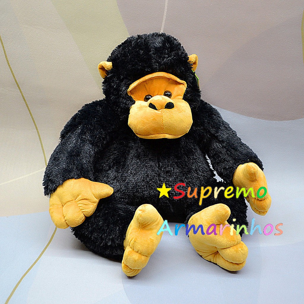 Macaco Pelúcia Gorila Preto 40cm Macio Fofinho Presente Decoração Quarto Infantil/Festa