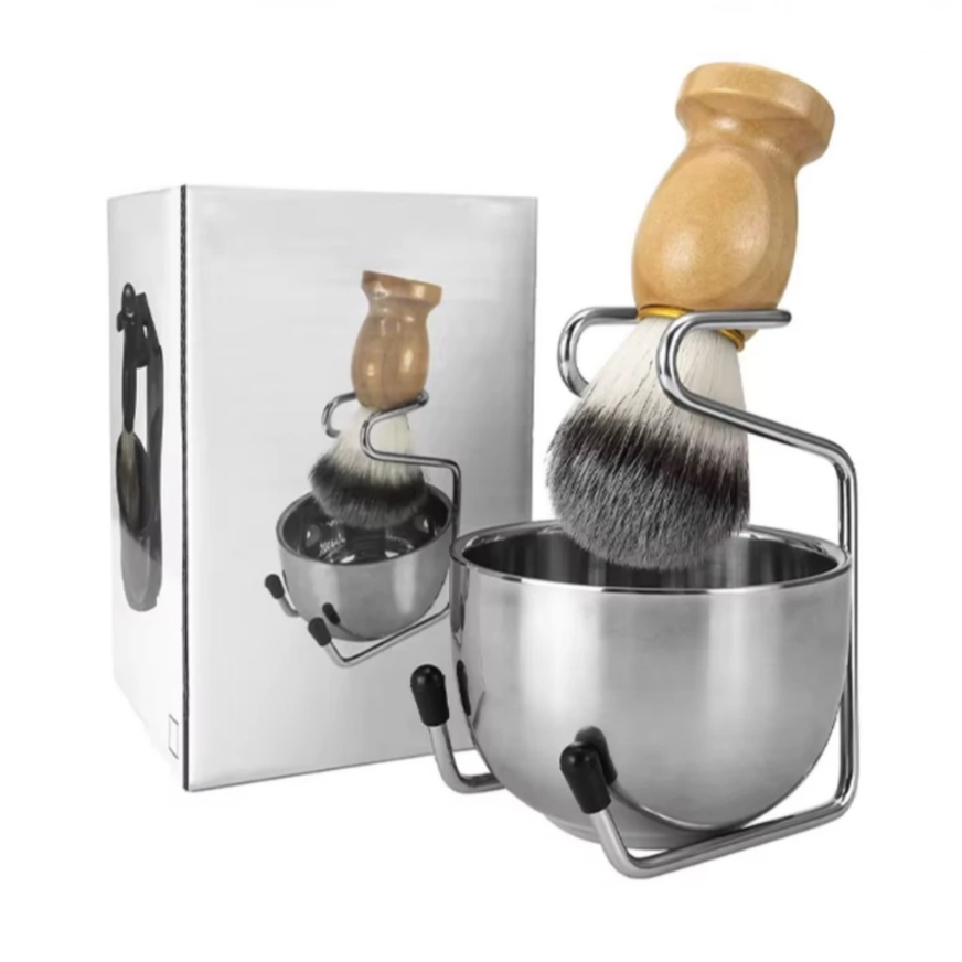 Kit De Barbear Barba Cabelo Bigode Vintage Suporte Pincel e Cumbuca Metal (Não Acompanha Barbeador)