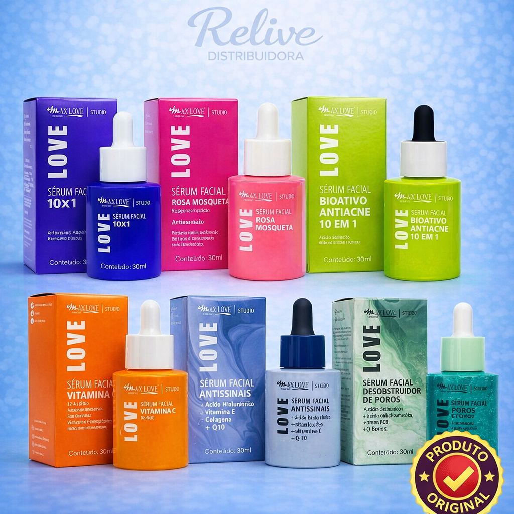 KIT 06 und SERUM FACIAL MAX LOVE OIL FREE 30ML - HIDRATAÇÃO INTENSA - PELE RADIANTE E REVITALIZADA em Oferta na Shopee