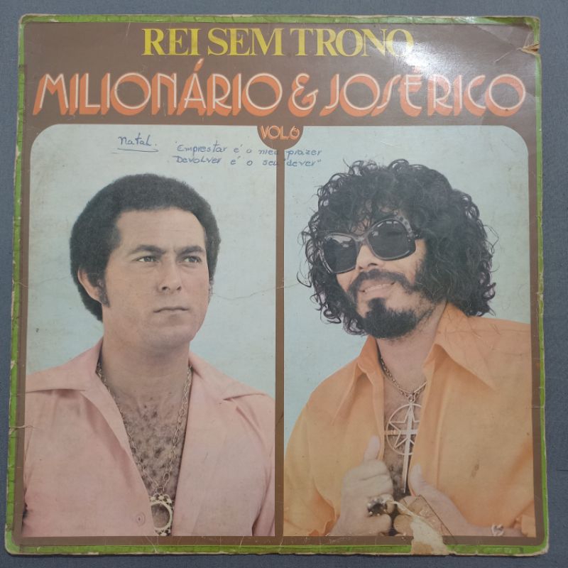 Disco de Vinil LP Milionário e José Rico Rei Sem Trono vol 6