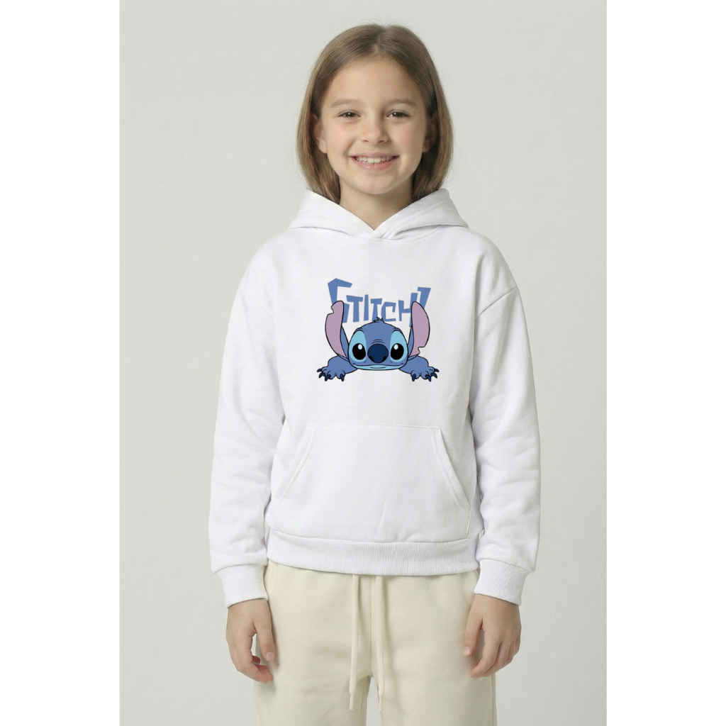 Blusa Moletom Infantil Lilo Stitch - Canguru Com Capuz E Bolso Linha Premium Volta As Aulas Passeio Festas Ou Dia A Dia