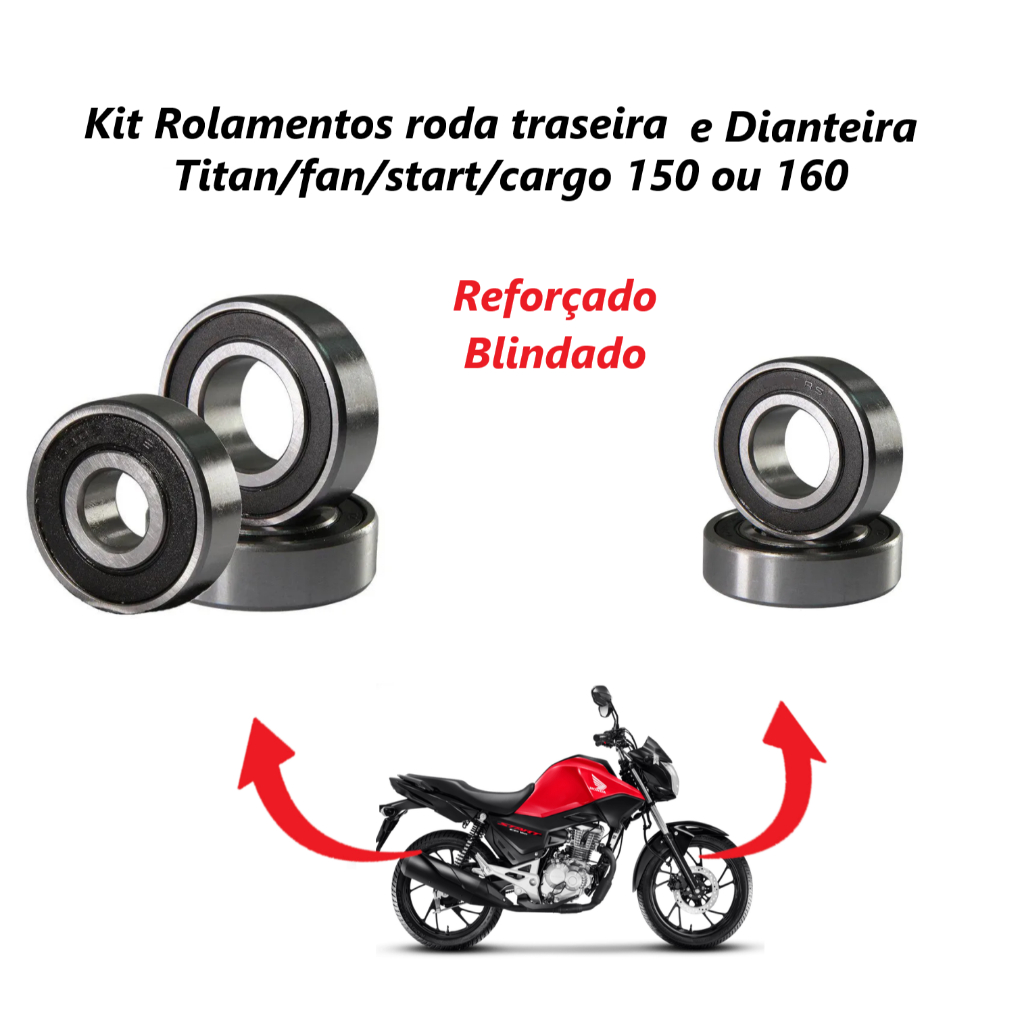 Kit Rolamentos Roda Traseira e Dianteira Moto Honda Titan Fan Start Mix 150 160 Premium Blindado em Oferta na Shopee