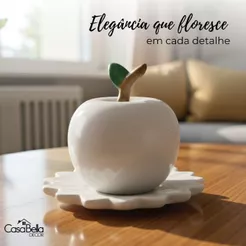 Maça Cerâmica Decoração Casa Mesa Cozinha Sala Enfeite Kit Presente Luxo